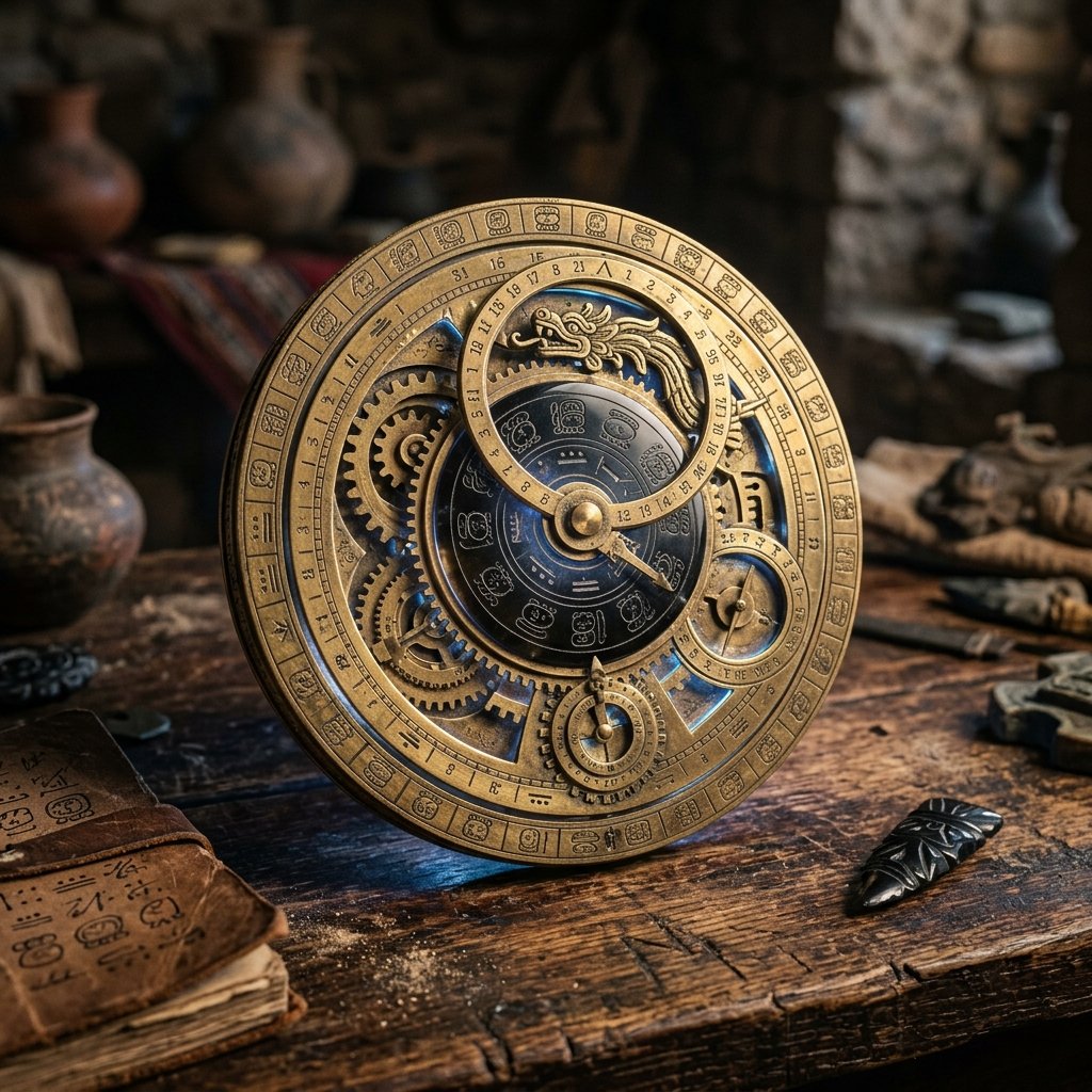 Mystical glowing Maya calculation device