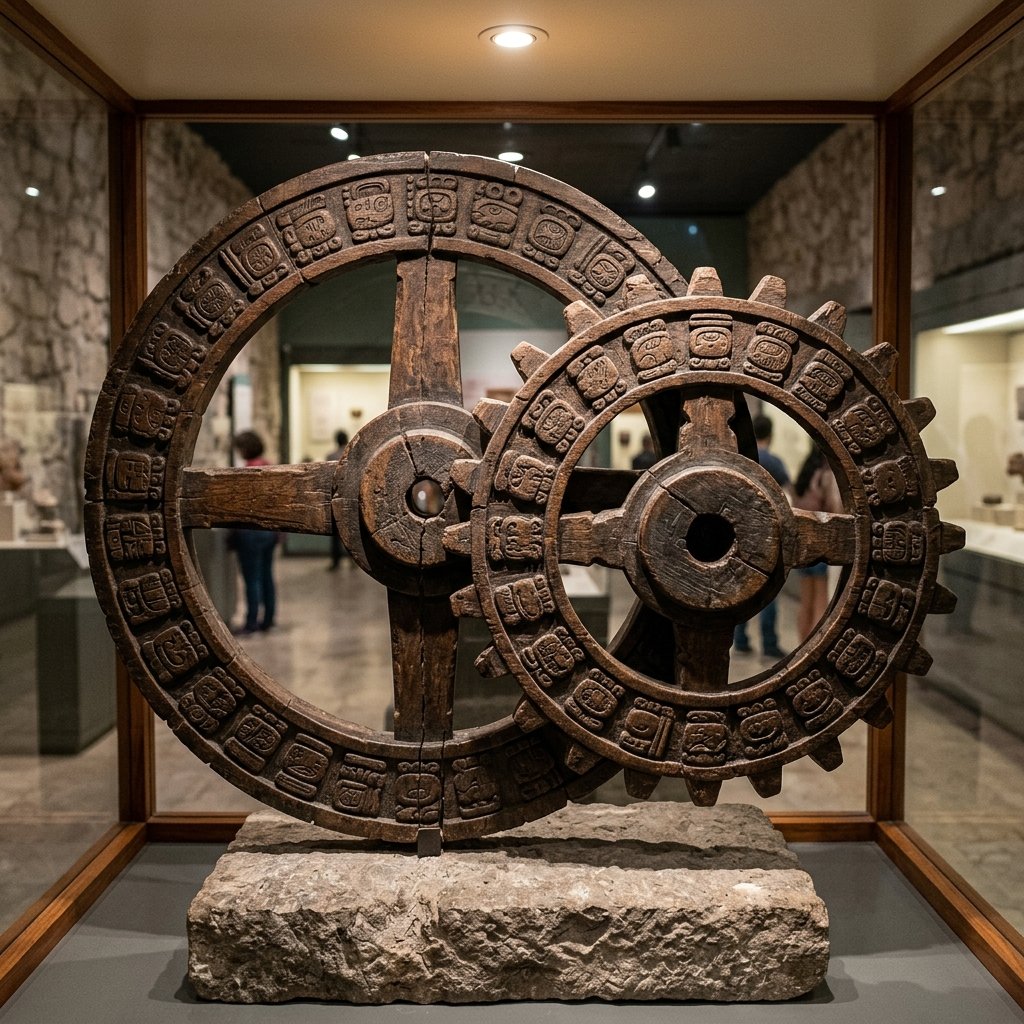 Two interlocking Maya calendar wheels