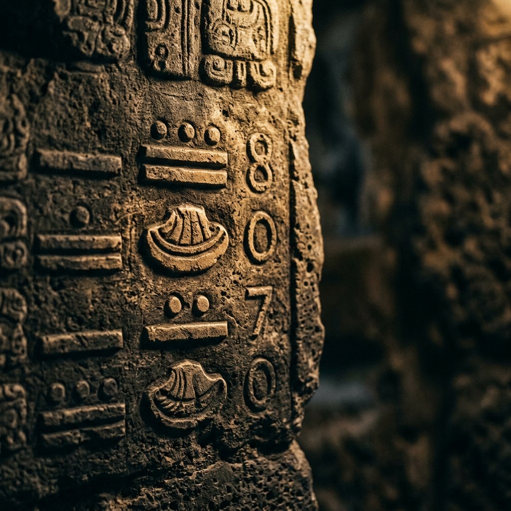 Mayan mathematical notation showing the concept of zero