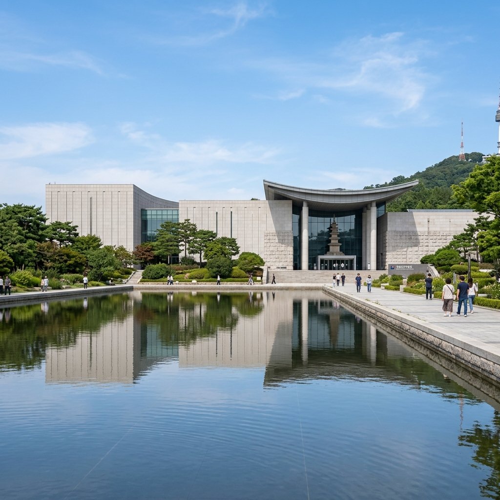 National Museum of Korea — modern building with reflecting pool in Seoul