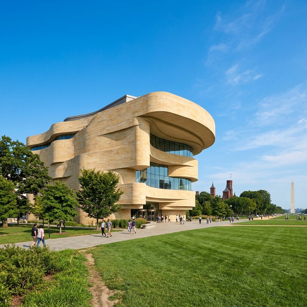 National Museum of the American Indian — curved honey-colored limestone building on the National Mall, Washington DC