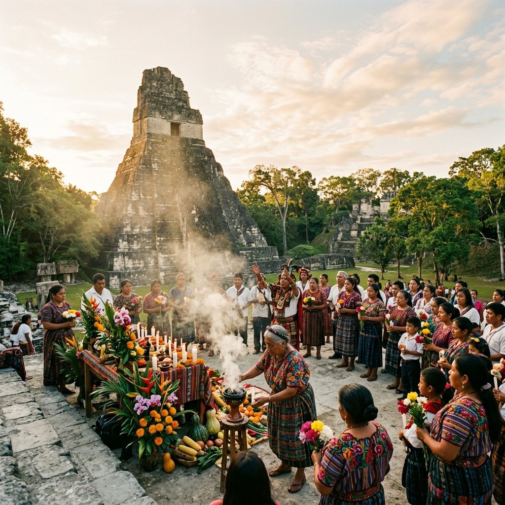 Modern Maya cultural activists preserving ancestral traditions — weaving, language, and ceremony