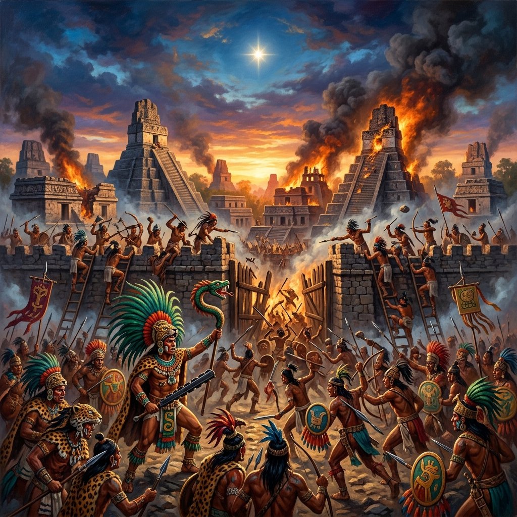 Venus blazing as the Morning Star above Maya temple pyramids — the celestial trigger for Star Wars